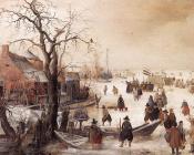 Winter Scene On A Canal - 亨德里克·艾弗坎普